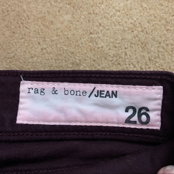 Rag & Bone Dre boyfriend skinny ankle wine colored jeans - Picture 8 of 12